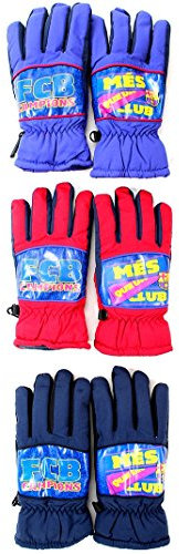 FC Barcelona Exclusiv Ski Handschuhe Snowboard Handschuhe für Kinder Jugendliche(7/8 oder 9/10 oder 11/12) - Bitte die Größe per Email mitteilen! (Dunkelblau)