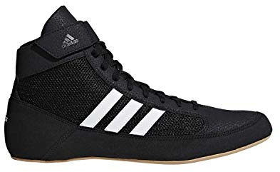 adidas Men's HVC Wrestling Shoes, Black/White/Iron Metallic, 15