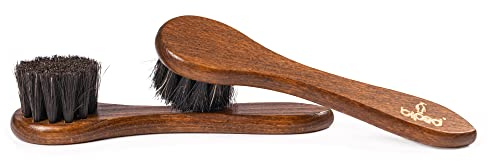 Die Schuhanzieher 2 Stück Set Tiegelbürsten – Eincremebürsten mit Rosshaar – Holz Schuhbürsten Classic Edition – z2467(2X dunkel)