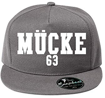 OwnDesigner Unisex Kappe Classic Mücke 63 Cap mit geradem Schirm, One Size Einheitsgröße für Männer und Frauen (410-Cap5P-2Grau)