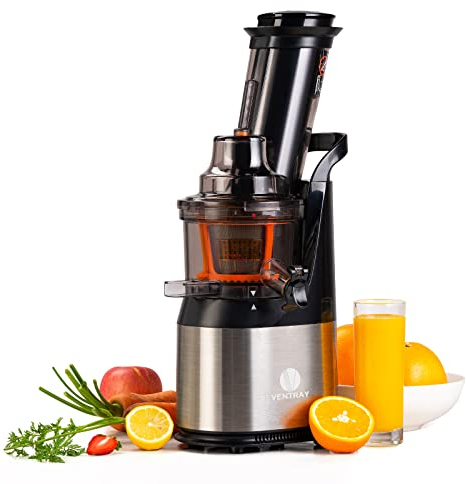 Ventray Estrattore di Succo a Freddo, Estrattore di frutta e verdura Centrifuga Slow Juicer per Frutta e Verdura con Funzione Inversa (408 Nero)
