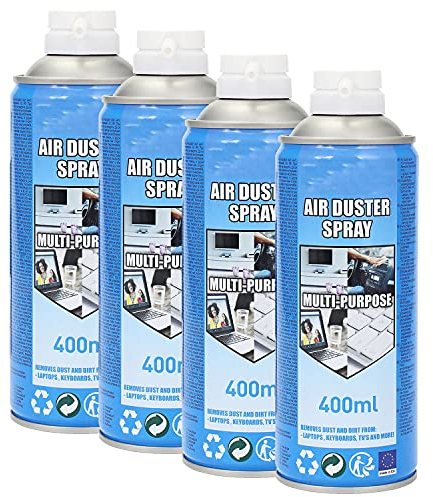 4 x 400ml Compressed Air Can Duster Spray Multi Purpose Can Cleaner Clean & Protects Laptop, Keyboards, Printers, Electronics, PC Cleaning Computer Components