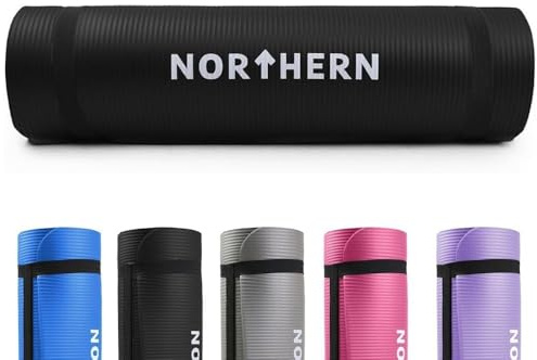 NORTHERN Yoga Mat, Soft Foam 10mm Extra Thick, Lightweight, Non-Slip Large Surface Exercise Mat for Pilates, Gymnastics, Workout & Home Gym Training, Includes Carry Strap