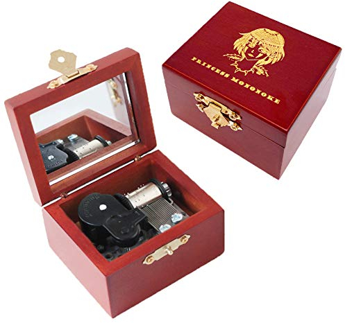 Youtang - Caja de música de madera tallada con mecanismo de viento para Navidad, cumpleaños, día de San Valentín (princesa Mononoke, plata)