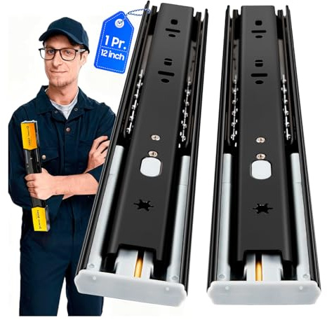 YENUO Glissières de tiroir à fermeture douce – Extension complète – Montage latéral – 30,5 à 45,4 kg – Roulement à billes – Roulement à billes – 1 paire de glissières en métal – 45,4 kg (fermeture