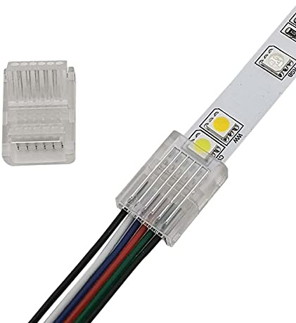 Biantie La 6 Pin 12mm LED Strip to Wire Connector RGB CCT Unwired Clips Solderless Adapter Terminal Extension Connection for Multicolor Light Strips 12V 24V (Pack of 10)
