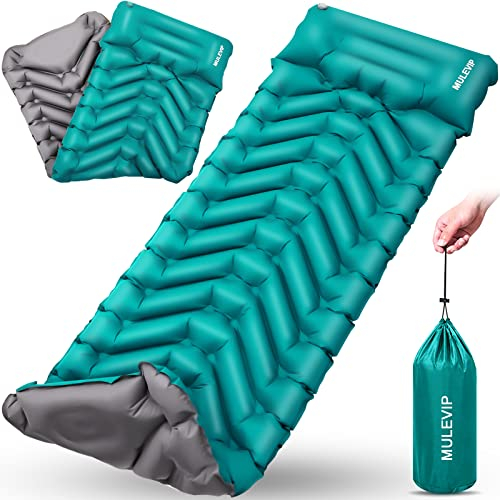 MULEVIP Materassino Campeggio Autogonfiabile, Materassino Gonfiabile Impermeabile, con Pompa Incorporata, 9cm Spessore per Backpacking,Viaggio,Campeggio,Spiaggia,All'aperto & Interno
