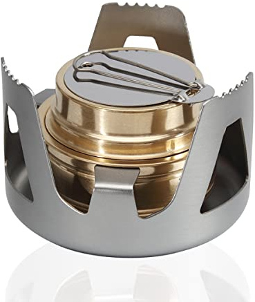 Porssaut Mini Brûleur à Alcool Portable en Alliage d'aluminium Mini Réchauds de Camping à Gaz Ultraléger Brûleur à Alcool en Laiton pour Randonnée Camping Pique Nique
