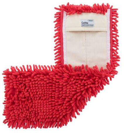 Wisch-Star Wischmopp Bezug 50 cm aus Mikrofaser in Rot, Bodenwischer Bezug, Ersatzbezug mit Taschen, für alle gängigen Klapphalter