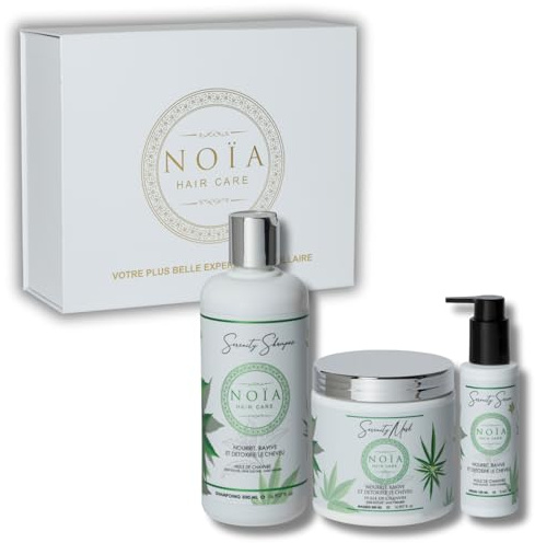 Coffret Luxe Routine Capillaire - GAMME SERENITY - Pack Trio Shampoing + Masque + Sérum + HUILE DE CHANVRE - NOÏA HAIR