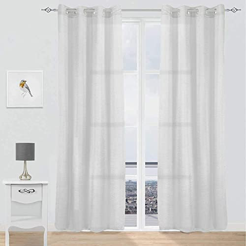 GREATOYAR Cortinas Modernas Translúcidas, Visillos Poliéster, para Sala, Dormitorio, Comedor, Cocina, Salón, 2 Piezas, 140x260cm, Blanco