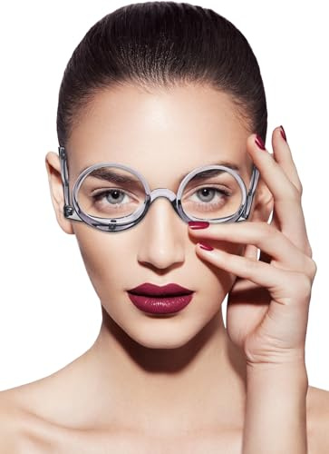 OREUDO 2-in-1 Rotatable Makeup Glasses, HD Distortion-Free Magnifying Readers for Precise Eyebrow & Eyeliner Application(Grey, 2.5, x)