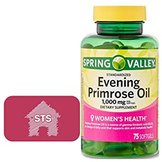Spring Valley Evening Primrose Oil 1000mg, 75 Count + STS Sticker.