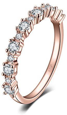 JewelryPalace Verlobungsring Eheringe Ring Silber 925 Damen, Zirkonia Trauringe Damenring Vorsteckring Hochzeitsringe Antragsring Memoirering Ewigkeitsring Band Ringe Set, Damen Schmuck Rosegold 60