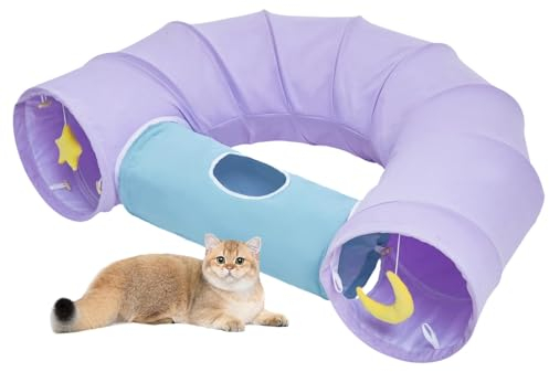 PAOPO Katzentunnel für Indoor-Katzen, extra großer Katzentunnel, Spielzeug, Schlauch für alle Katzenspiele (lila-blau)