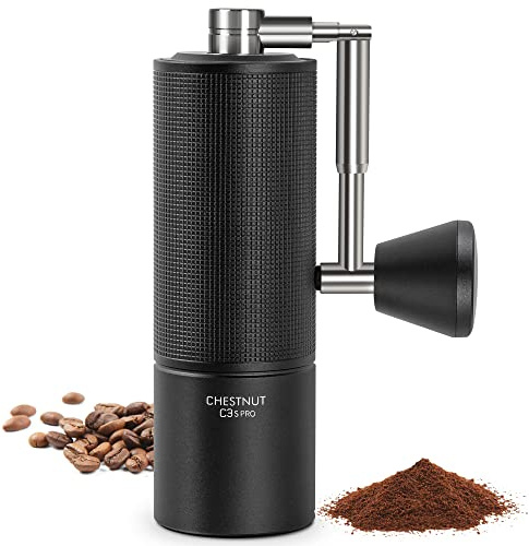 TIMEMORE Chestnut C3S PRO, Coffee Grinder Manual, Upgrade Integrated All-Metal Body, Hand Coffee Grinder with Folding Handle, for Espresso to French Press, Black
