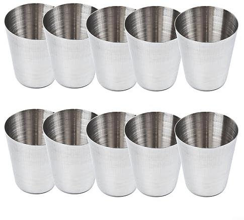 Gobelet Inox, Lot de 10 gobelets réutilisables en acier inoxydable, 30/180/320 ml, pour le camping, la randonnée, les activités en plein air, l'intérieur - 180 ml