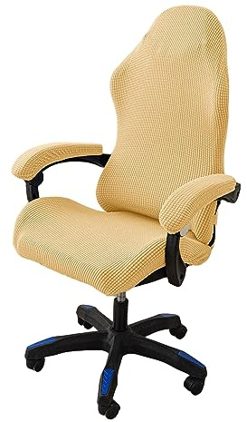 OQHAIR Ergonómico Cubre sillas Gaming Jacquard elástico Cubre sillas Gaming Antideslizante a Prueba de Polvo con 2 Fundas para reposabrazos con Cremallera -Amarillo