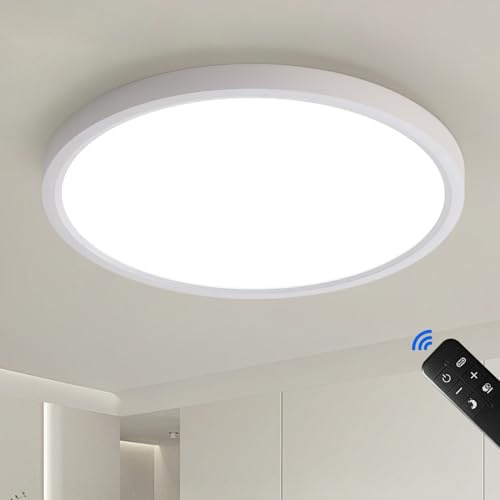 LED Deckenleuchte 60CM Deckenlampe Dimmbar mit Fernbedienung Bürolampe | Moderne Rund lamp Ultra Dünn 2.5CM Ideal für Wohnzimmer Schlafzimmer Flur Küche Balkon Esszimmer