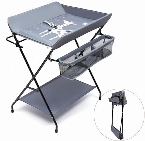 Tragba Wickeltisch,Baby Wickelkombi klappbare Wickelkommode Baby Klappbarer Wickeltisch mobiler Badewanne Klappbar Wickelauflage,Höhenverstellbar,Klappbar Wickeln,Gray