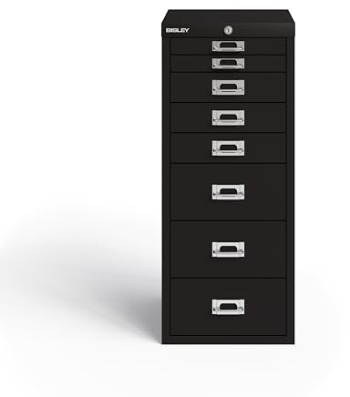 BISLEY MultiDrawer, LA298, DIN A4, 8 Schubladen (2 + 3 + 3 Schubladen), 633 schwarz, Metall