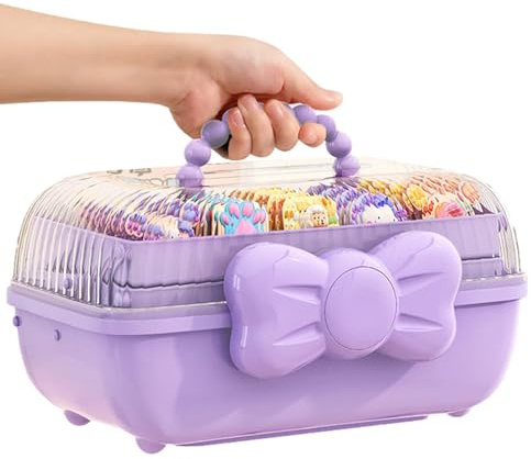 Haar Accessoires Organizer, Mädchen-Haarspangen-Aufbewahrungsboxen,Entworfen Mit Schleife,Dreischichtiger Aufbewahrungsorganisator Mit Tragbarem Griff Für Nähzubehör, Nägel, Haarschmuck, Make-up