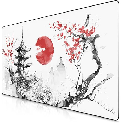 Titanwolf XXXL Übergröße Mauspad 1200x600mm, Gaming Mousepad Groß,120x60 cm Tischunterlage Large Size, verbessert Präzision und Geschwindigkeit XXXL, für Logitech Maus und Tastatur, Japan Ink Painting