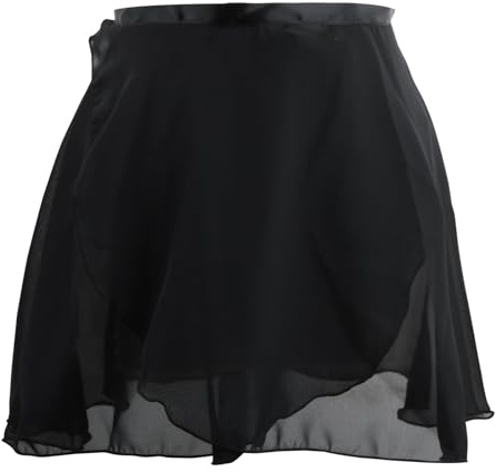Gonnellino a Portafoglio da Danza Classica Gonnellino a Portafoglio da Balletto Gonna Avvolgente in Chiffon da Donna in Vita Cravatta Regolabile per Donne (IT, Testo, XL, Regular, Regular, Nero)