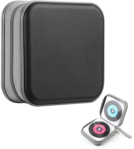 Ruikcoll CD Tasche, CD DVD Discs Aufbewahrungstasche, CD Aufbewahrungstasche für Zuhause und Auto, für 40 Discs, Schwarz
