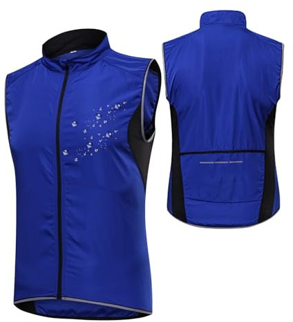 MODRYER Fahrradweste Herren Funktions Fahrradjacke Ärmellose Leichte Winddicht Softshellweste Wasserdicht Atmungsaktiv Laufweste Sommer Mountainbike Radweste,Blue-5XL