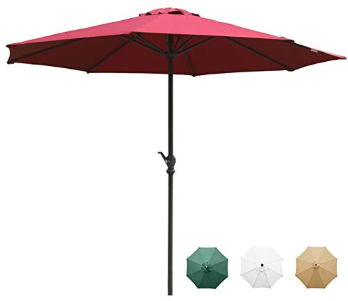 NSTVVEE Gartenschirm Sonnenschirm Outdoor-Sonnenschirm 9 Fuß 10 Fuß Terrassenschirm Marktgarten Sonnenschirm Mit Kurbelgriff, Wasserdichtes Sonnenschutzdach, 8 Rippen Outdoor-Sonnenschirm