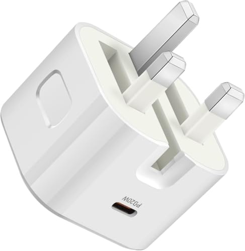 25W For iPhone 17e/17/16/15 Fast Charger Plug USB C PD Super Fast Charging Adapter UK 3 Pin Wall Charger For iPhone 17e/17 Pro/17 Pro Max/Air/16e/16 Pro/16 Pro Max/16 Plus/15/Pro/Max/Plus/14