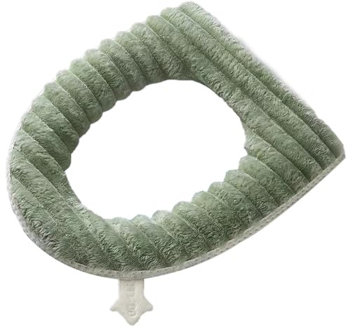 Soft Toilet Seat Cushion Washable and Comfortable Toilet Seat Cover Pads Reusable Thicker Warmer Cover Pads with Zipper (Green)