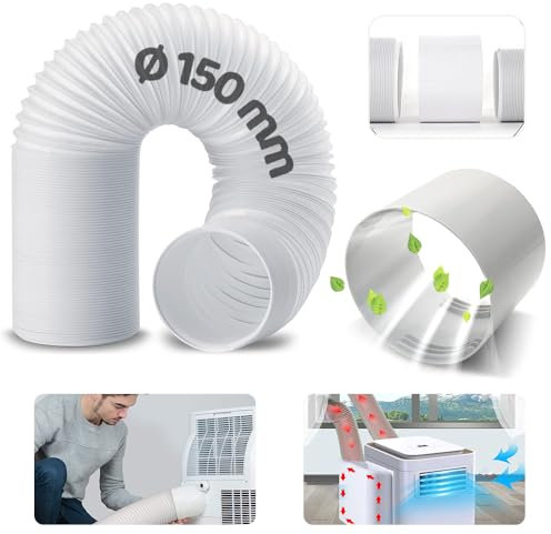 Tubo Aire Acondicionado Portátil Con Adaptador,Manguera de Ventilación Portátil Con 150mm de Diámetro,Manguera de Escape Acondicionado Telescópica,Para Aire Acondicionado, Deshumidificador, Secadora