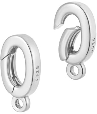 PH PandaHall 2 anillos ovalados de plata de ley 925 con cierre de resorte, 12 mm, cierres reductores de collar, mosquetón ovalado con bucle para hacer joyas