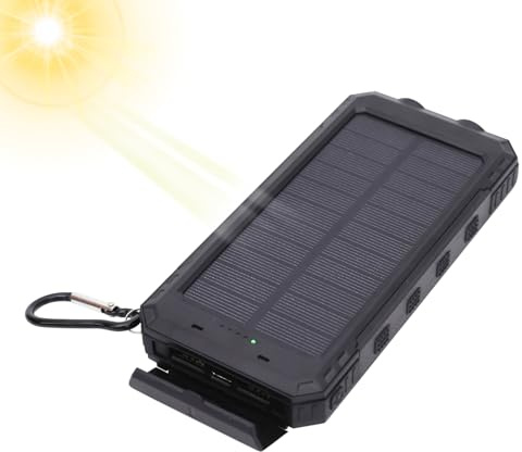 Cargador Solar Power Bank, 20000 mAh Banco De Energía Solar Cargador Portátil con Linterna Phone Charger Power Bank para Acampada Y Exteriores, 15.8x7.8x2.5cm