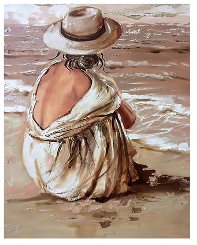 MINGYTN Wandkunst-Leinwanddrucke Frauen Strand Ölgemälde Druck Auf Der Leinwand Kein Rahmen Abstrakte Boho Portrait Poster Zimmer Wand Kunst Bilder Für Home Decor(I,30x40cm)