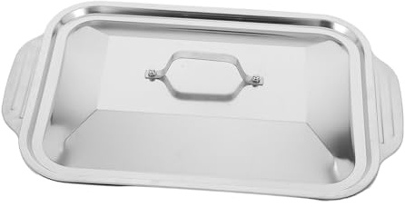 Didiseaon Plat à Rôtir En Inox Rectangulaire 41x22x7,5 Cm Avec Couvercle, Lèchefrite Profond En Acier Inoxydable, Multifonction Pour Poisson, Dinde Et Cuisson Au Four, Pour Repas En Famille