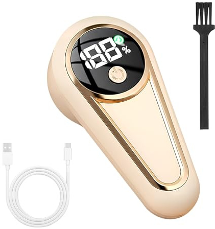 Colexy Quita Pelusas Ropa, Quitapelusas Eléctrico Recargable USB, Quitapelusas con Pantalla Digital Inteligente, Maquina Quitar Bolitas, Máquina Quitar Bolitas para Ropa, Sofá, Manta (Caqui)