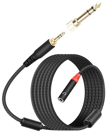 YANBORONSN 6.5FT/2M 3.5mm(1/8) Audio Extension Cable,3.5mm Male to Female Headphone Extension Audio Cable with 6.35mm Male Adapter for Headphone Extender,Smartphones,Headphones,Tablets