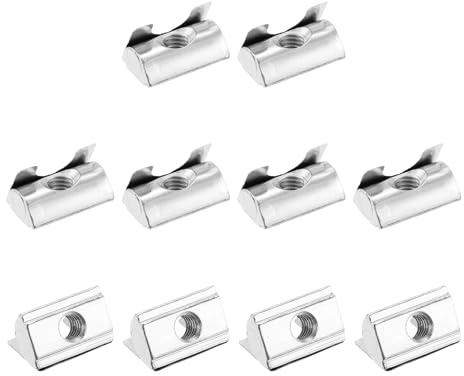 QUARKZMAN 10Pcs M6 Dadi A Rullo Con Molla, Dado A T Con Laminato A Molla Acciaio Al Carbonio Nichelato Per Profili In Alluminio Con Scanalatura Serie 3030/4040