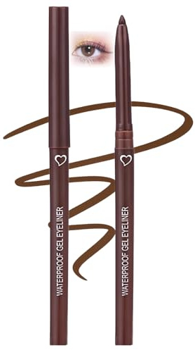 Waterproof Gel Eyeliner Pencil in Dark Brown - Long-Lasting, Smudge-Proof, Ultra-Fine Tip for Precise Lines & Bold Looks, Highly Pigmented, Quick-Dry Formula, Ideal for Mature Skin (Dark Brown)