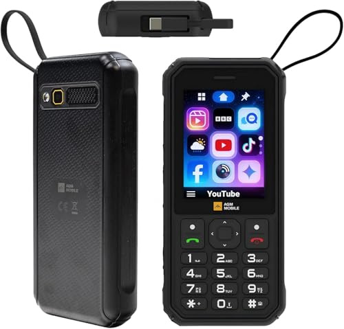 AGM M11 Robustes Outdoor Handy ohne Vertrag 4G,4000mAh Akku,2,8 IPS Display,128MB Memory,64MB RAM,Seniorenhandy Ohne Vertrag,Taschenlampe,Reverse Charging,IP68/IP69K Wasserdicht,Große Tasten,Dual SIM