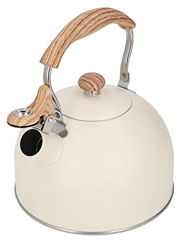 KIMISS Bouilloire Sifflante à Gaz – Théière Crème de 2,5 L avec Poignée Ergonomique – Design élégant en Acier Inoxydable pour la Maison et le Camping