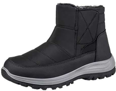 Warm and Comfortable Winter Boots for Couples for Men and Women Slip On Mid Height Snow Boots, black, 10 UK