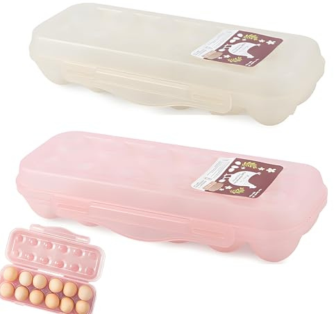 2 Stück Tragbar Eierbox, Eieraufbewahrung 12 Fächer je Box, Eierkarton für Kühlschrank, Eieraufbewahrungsboxen, Eier Transportbox Kunststoff für Kühlschrank, Küche (Farbe 1)