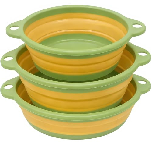 Set 3 Bacinelle Pieghevoli Tonde Bacinella Pieghevole Bucato Multiuso Salva Spazio Cesta Pieghevole Catino Secchio Portabiancheria Plastica Silicone Bacino Cesto Verdure Campeggio Casa Picnic Camper