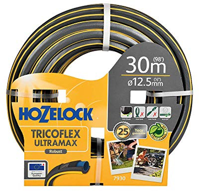 HOZELOCK - Ultramax Hose 12.5mm x 30 m, Up To 70% Recycled PVC, Robust, Weather-Resistant, Anti-Twist, Anti-Kink and Anti-Crush Hose, [7930P0000], Grey