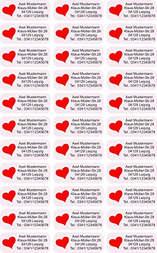 INDIGOS UG Namensaufkleber Kinder Schule - 56x23 mm - Adressetiketten selbstklebend - 066 - liebe - 99 Sticker Adressaufkleber personalisiert - Ordner, Bücher, Hefte, Briefumschläge