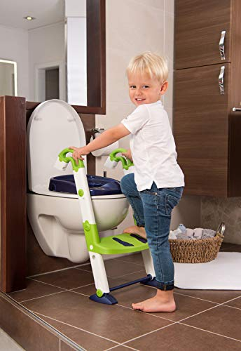 Kidskit Toilettentrainer 3in1, 3-farbig - Babytoilettentrainer - Toilettentrainer - Babyleiter - Babytreppe - Kinderwcsitz - Kindertoilettentrainer - verstellbar - blau